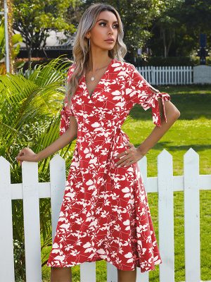 French Print Bow Dress – Summer Chic