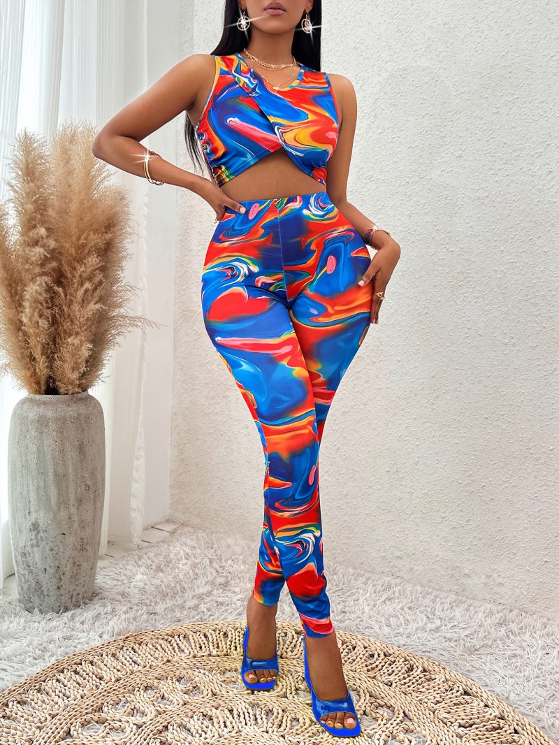 Printed Sleeveless Slim Suit - Summer Sexy Chic - Image 2