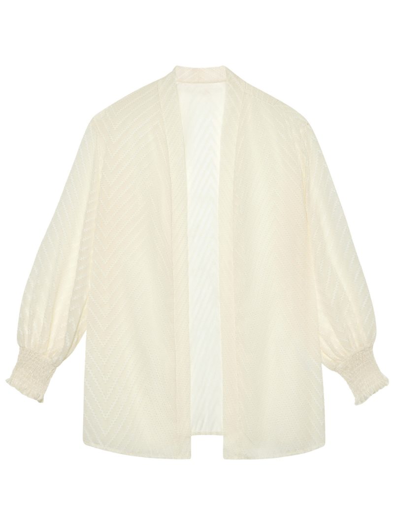 Loose Smocking Jacquard Cardigan - Cozy Fall Style - Image 3