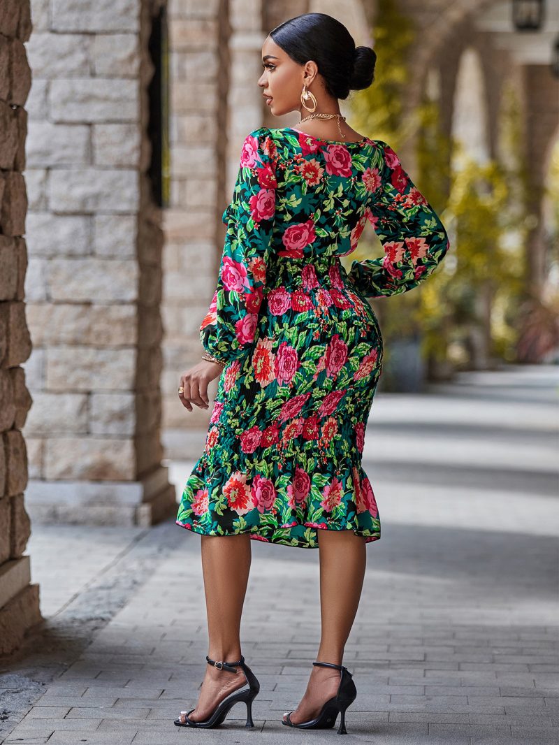 Sexy V-Neck Smocking Dress - Autumn/Winter Chic - Image 5