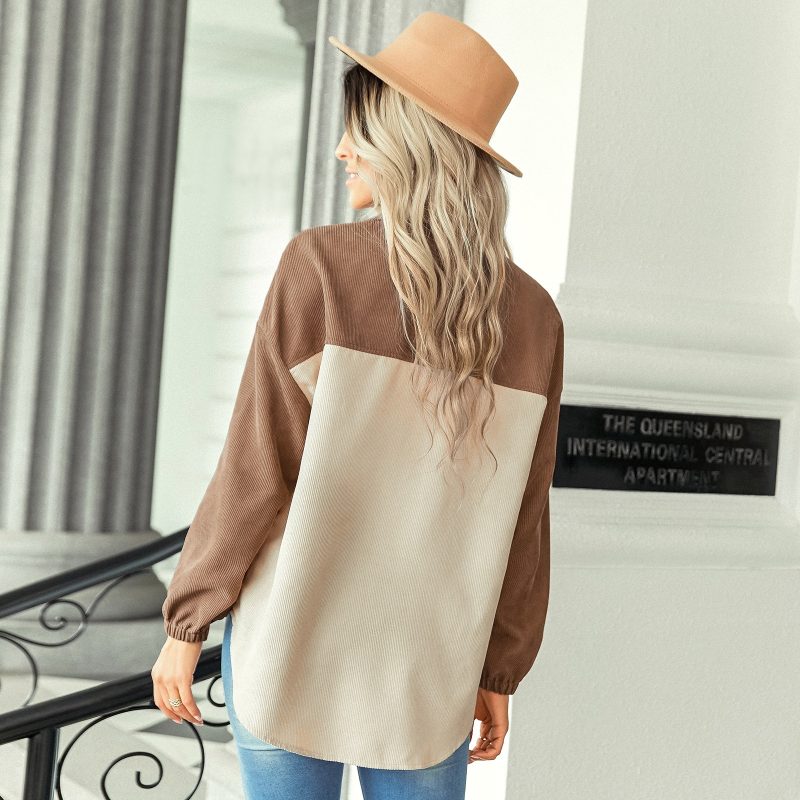 Contrast Color Loose Shacket: Early Autumn Style - Image 2