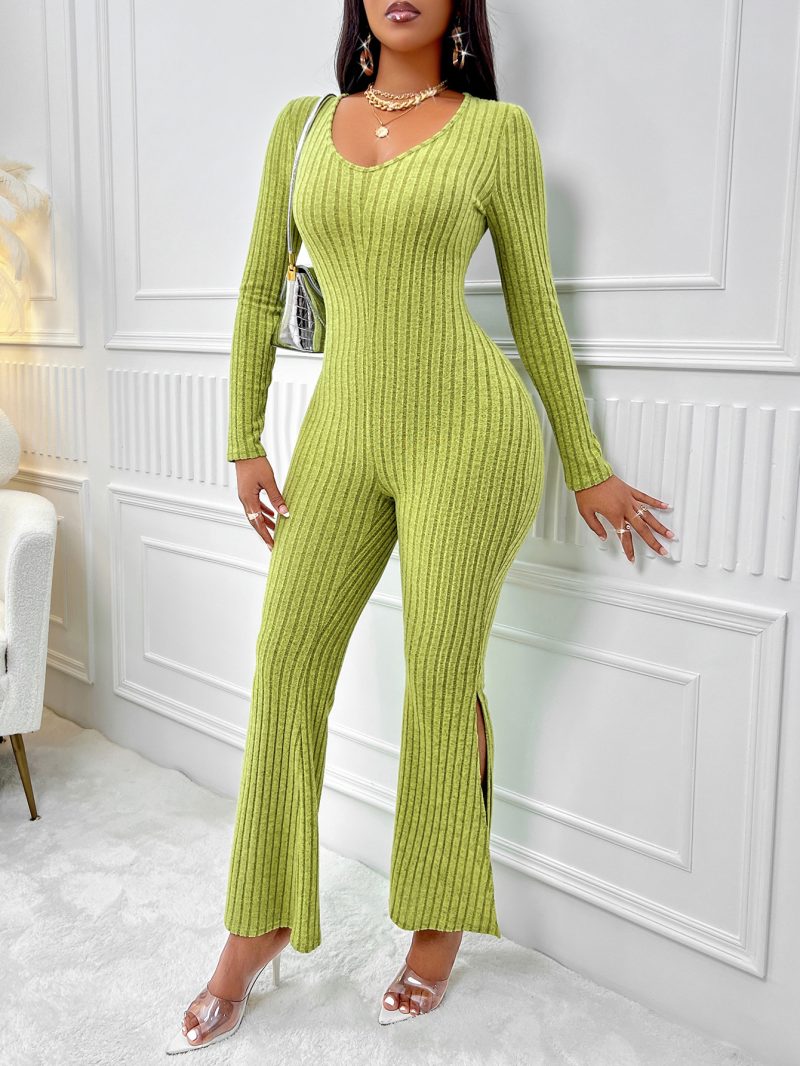 Chic and Sexy: Solid Color Long Sleeve Jumpsuit - Image 2