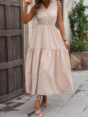 Elegant Slim Solid Dress – Summer Chic