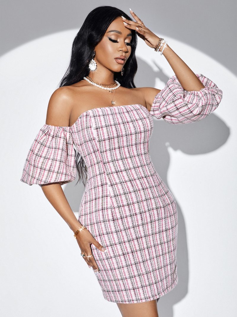Plaid Waist Tight Tube Dress - Summer Sexy Chic - Image 4