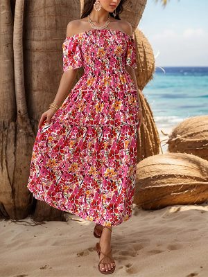 Vacation Off-Shoulder Printed Dress – Women’s Summer Style