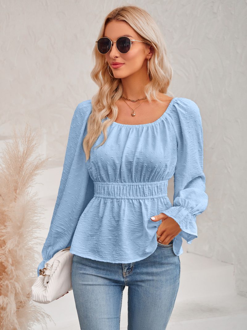 Chic Round Neck Ruffle Sleeve Top for Women - Image 2