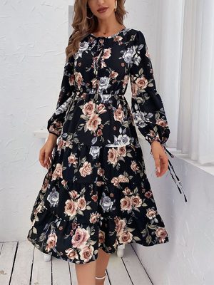 Vintage Floral Long Sleeve Dress