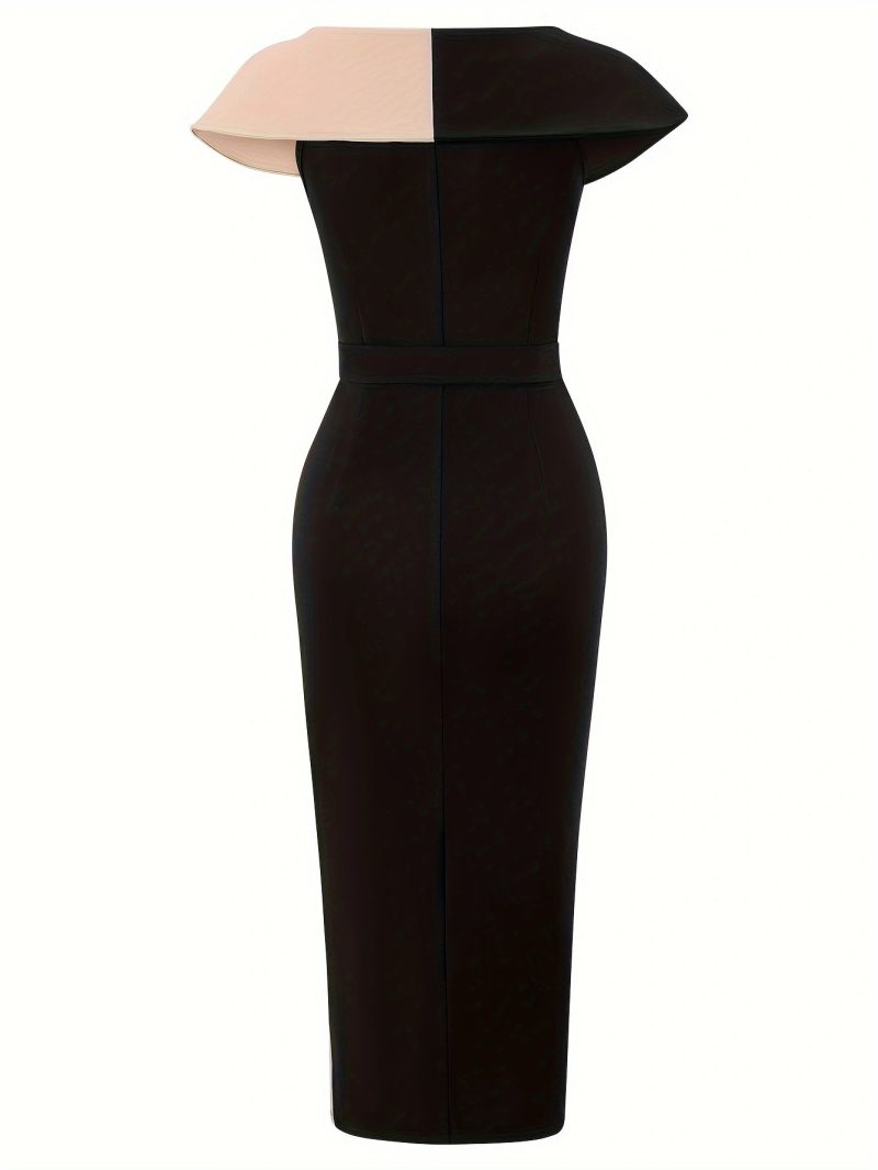 Color Matching Lace-up Maxi Dress - Summer - Image 3