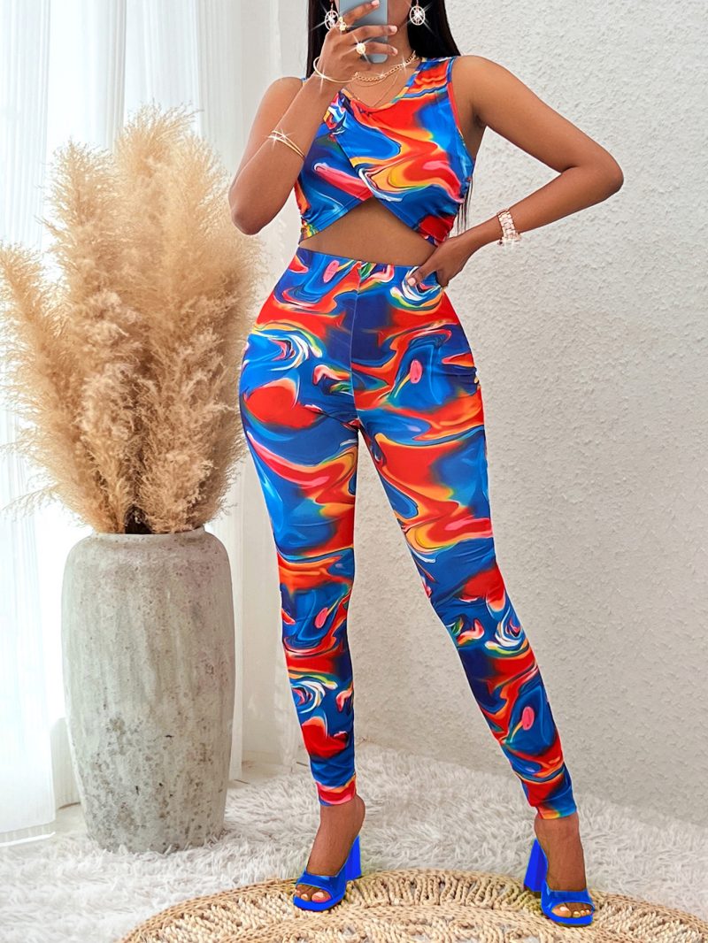 Printed Sleeveless Slim Suit - Summer Sexy Chic - Image 4