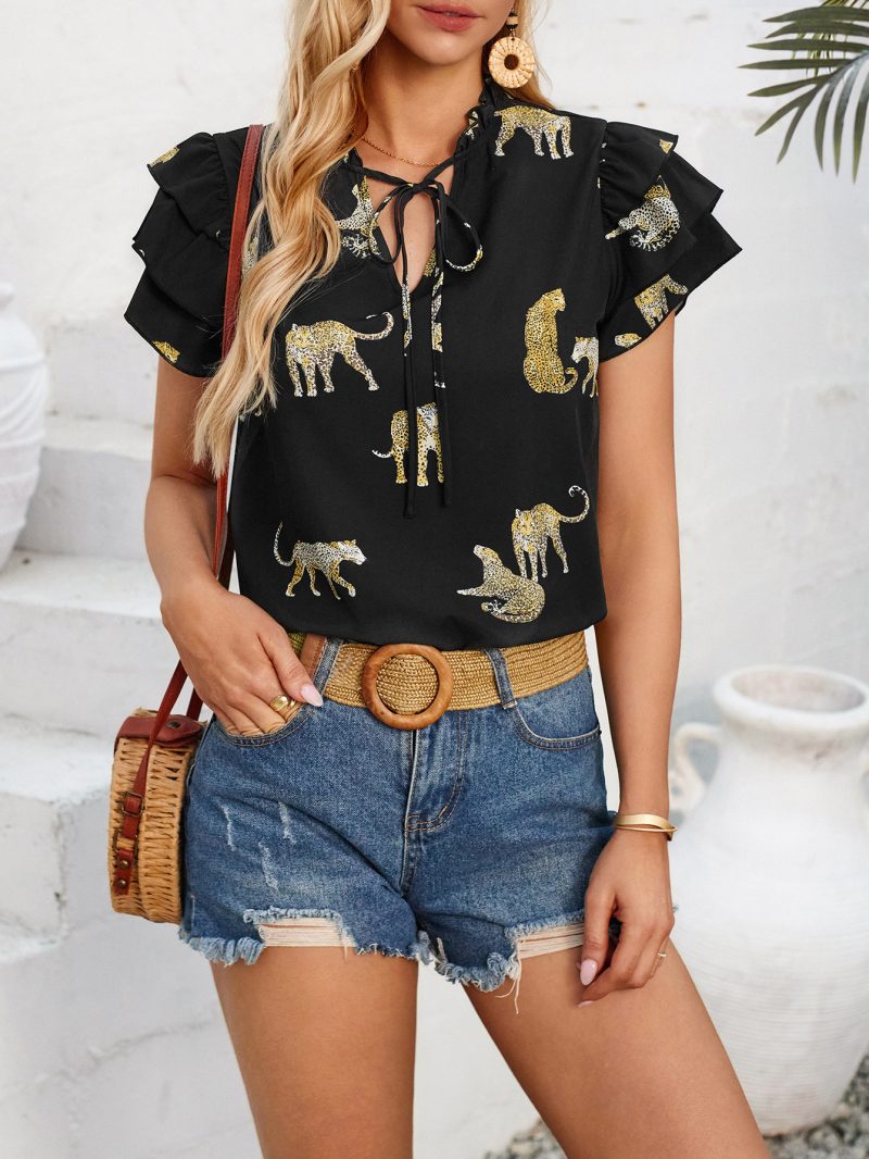 Summer V-Neck Ruffle Top – Self-Designed Casual Chic - Image 2
