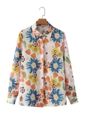 Floral Print Long-Sleeved Shirt for Stylish Autumn