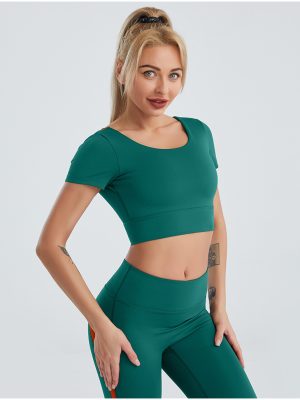 Cropped Nude Feel Sports Top: Push-Up Design