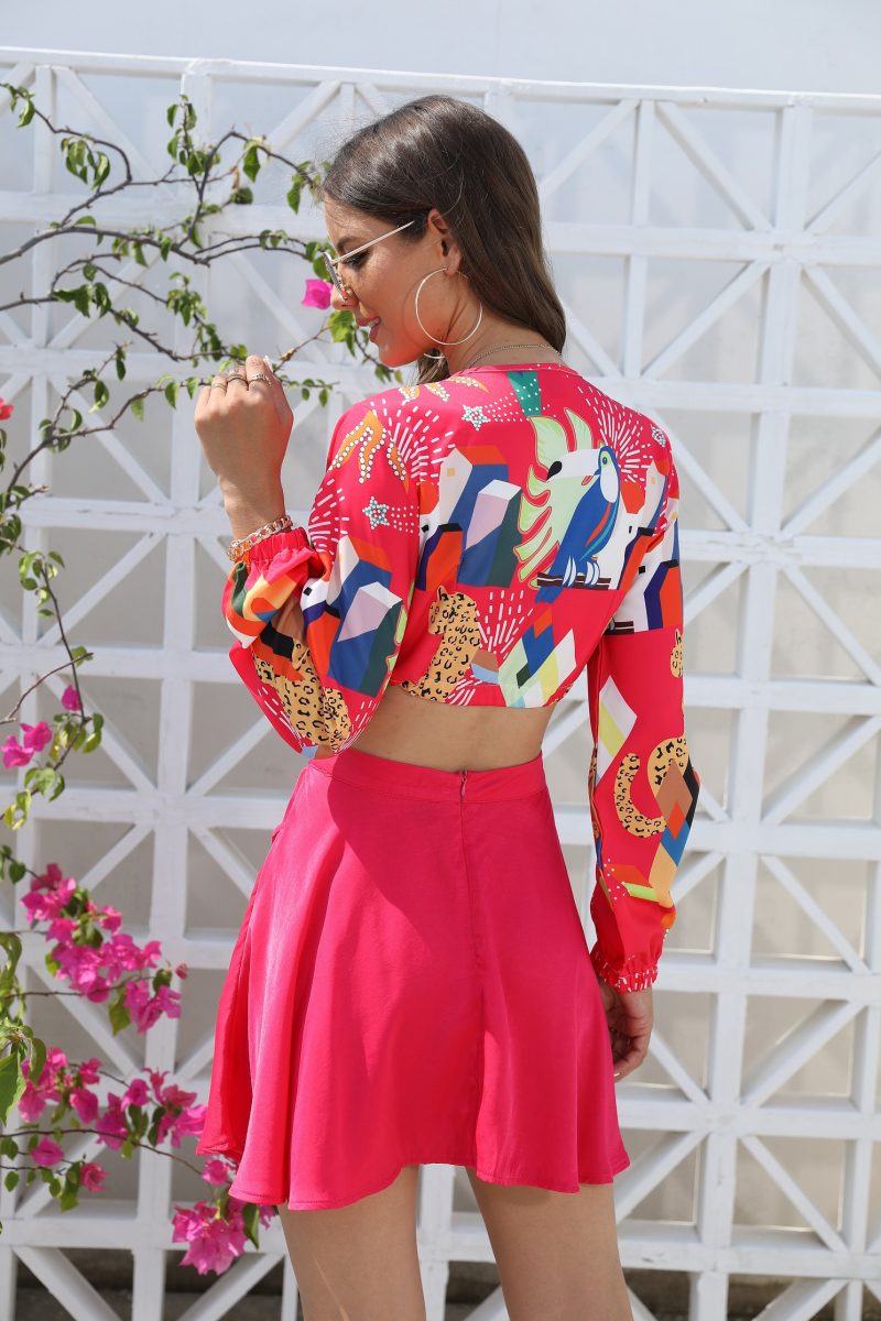 Women's Elegant Holiday Printed Skirt Suit: Spring & Summer - Image 2