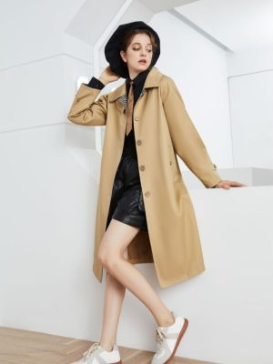 Thick Crisp Stitching Plaid Trench Coat