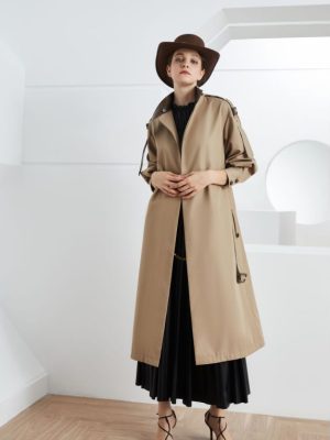 Gracekelly Leather Patchwork Trench Coat