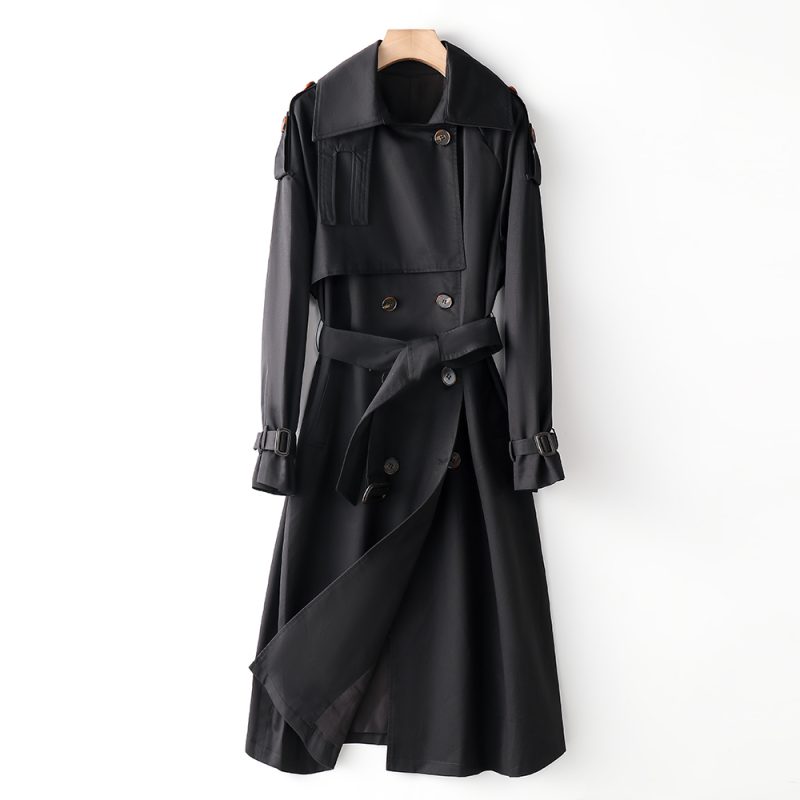 Korean Overknee Waist-Control Trench Coat - Image 7