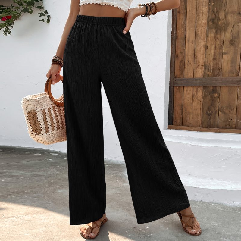 Casual Trousers Loose Slimming Crumpled Wide Leg Pants - Image 5