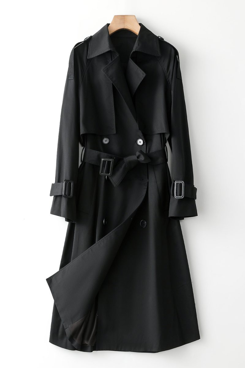 Retro Elegant British Khaki Overknee Trench Coat - Image 6