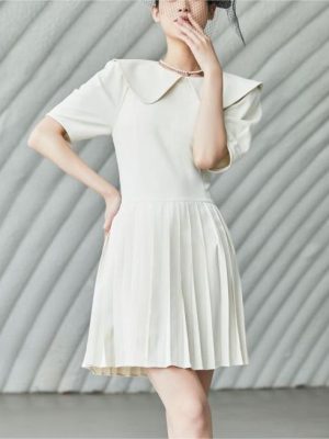 Summer Hepburn Doll Collar Pleated Dress