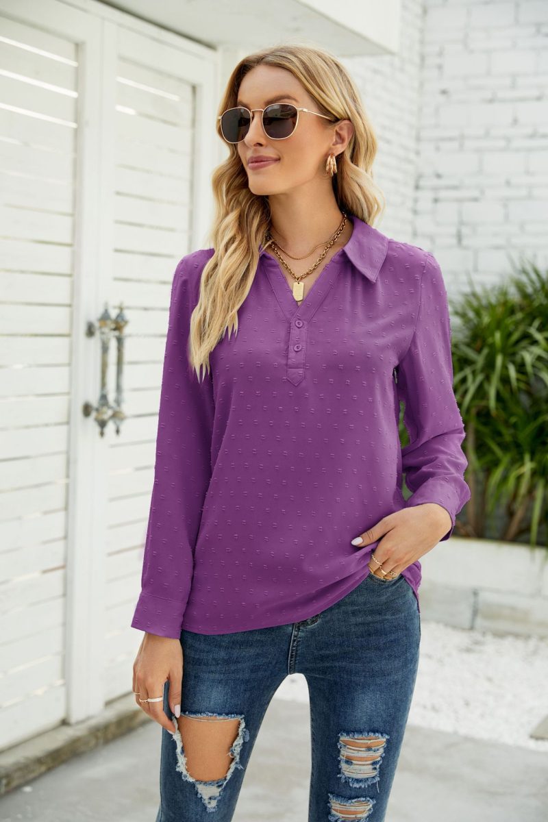 Stand Collar Jacquard Shirt: Chic Winter Style - Image 3