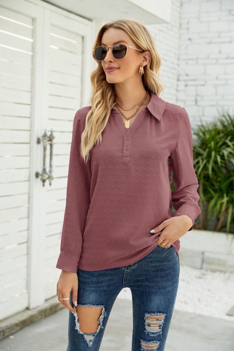 Stand Collar Jacquard Shirt: Chic Winter Style - Image 5