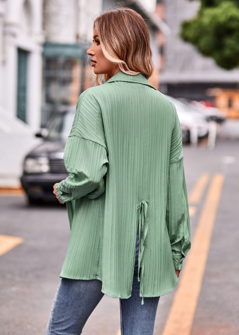 Chic Comfort: Double Line Jacquard Loose Shirt - Image 2