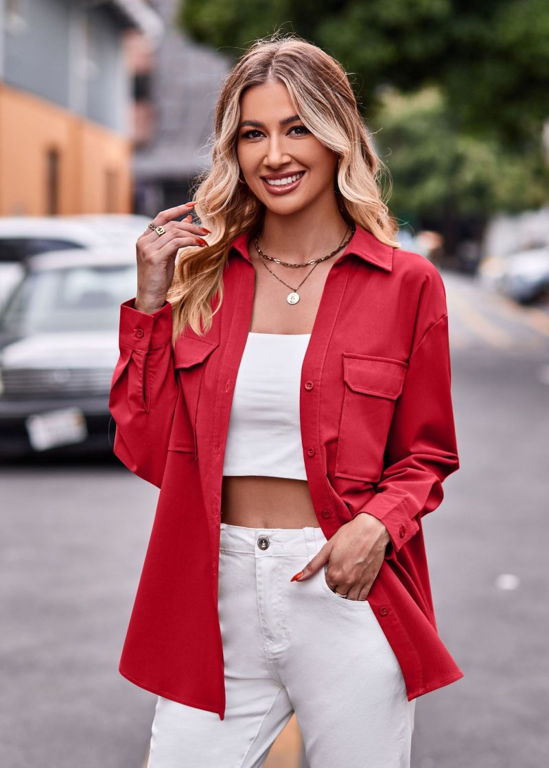 Effortless Elegance: Double Pocket Solid Color Shirt - Image 2