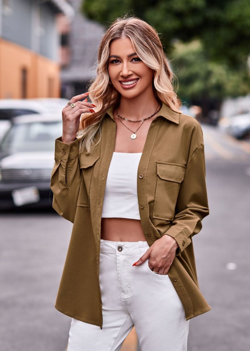 Effortless Elegance: Double Pocket Solid Color Shirt - Image 3