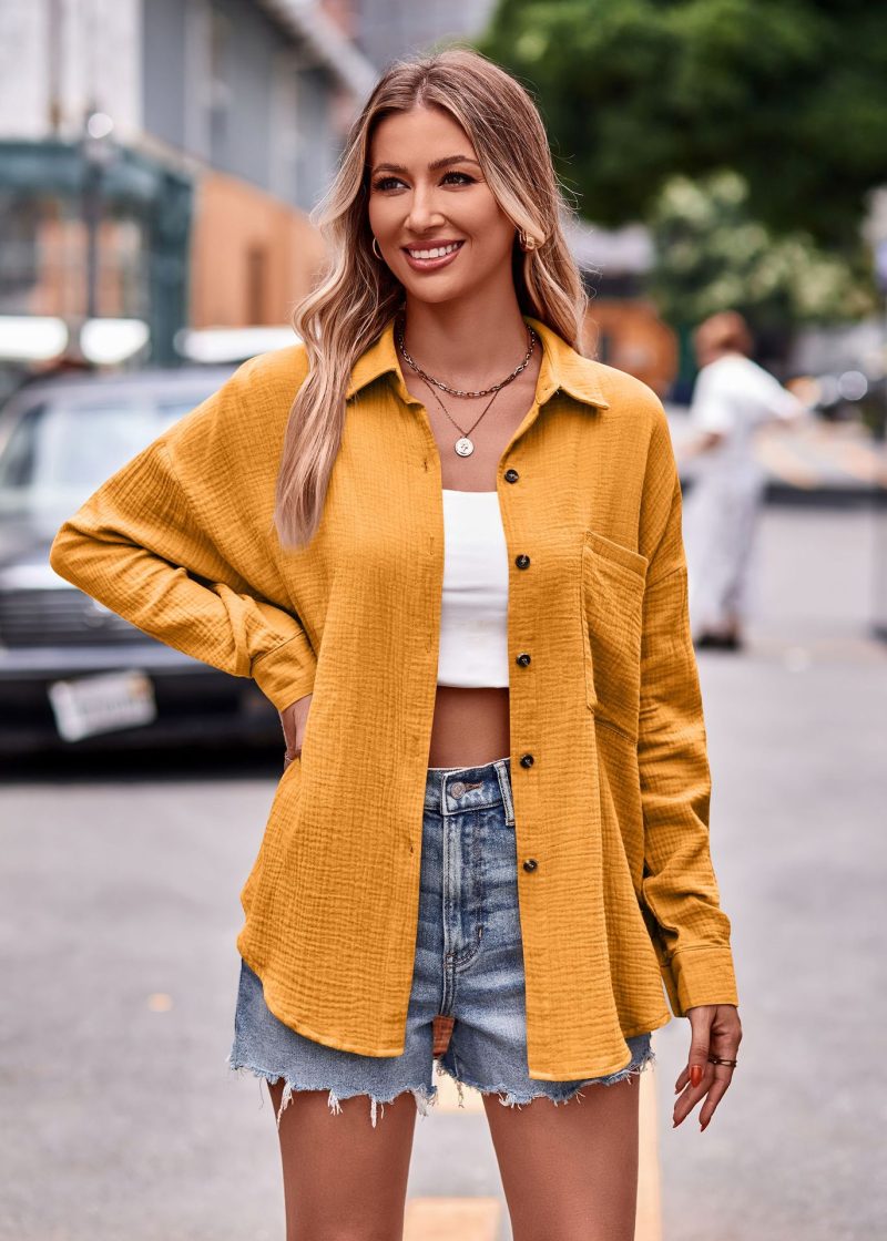 Cozy Comfort: Casual Pocket Loose Long Sleeve Shirt - Image 5