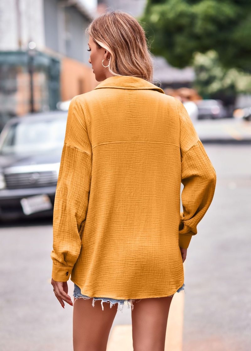 Cozy Comfort: Casual Pocket Loose Long Sleeve Shirt - Image 6
