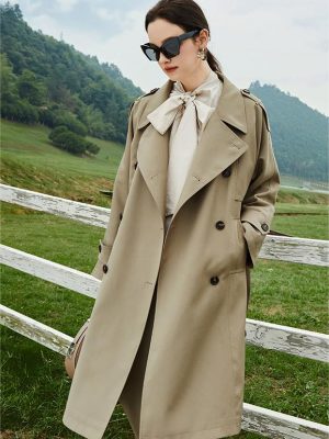 British Retro Double-Breasted Over-the-Knee Trench Coat