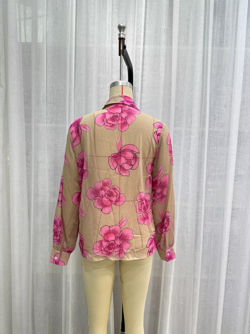 French Retro Floral Print Shirt: Summer Elegance - Image 2