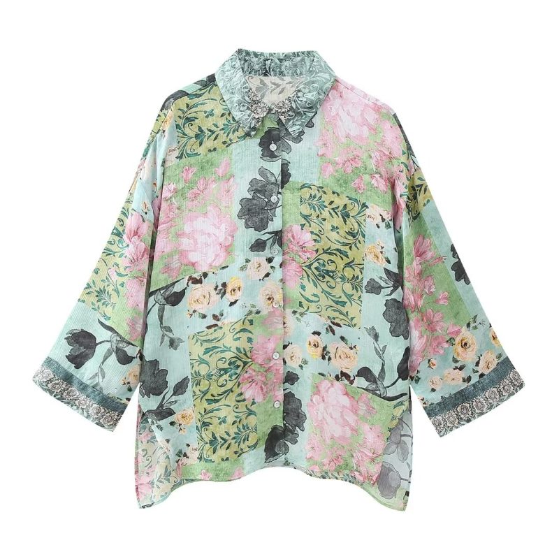 Spring Floral Print Loose Shirt: Effortless Elegance - Image 2