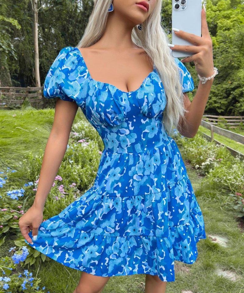 Sweet Backless Ruffled Printed Summer Dress for Women - Image 8