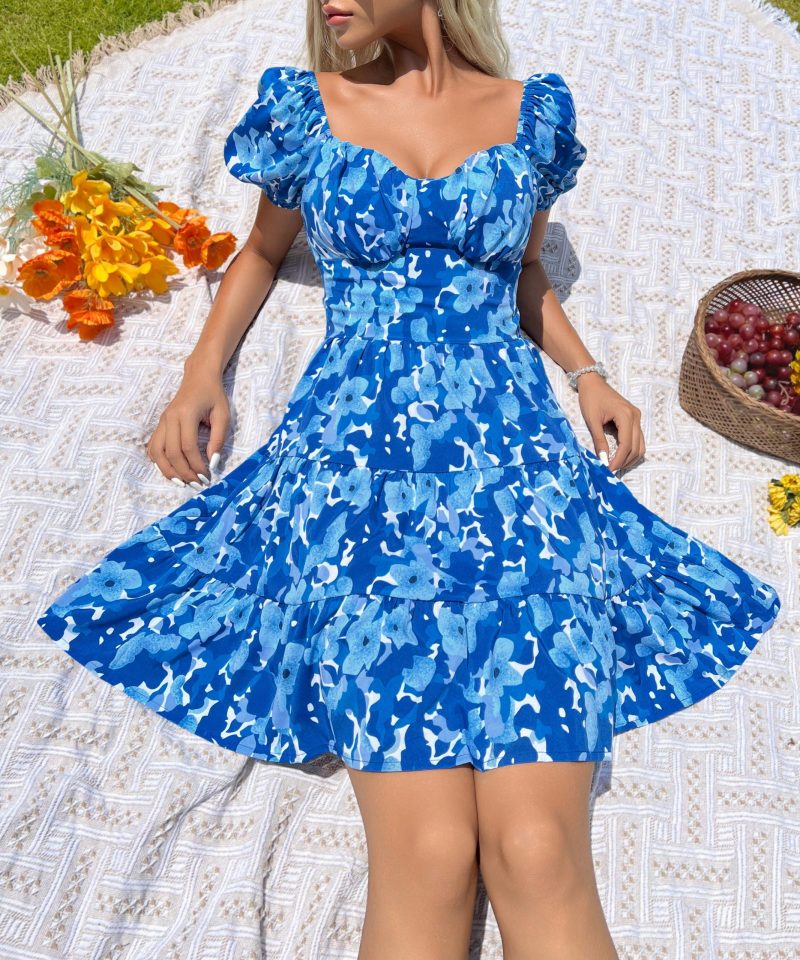 Sweet Backless Ruffled Printed Summer Dress for Women - Image 10