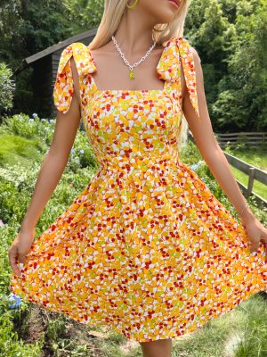 Summer Sweet Girlish Yellow Strap Dress