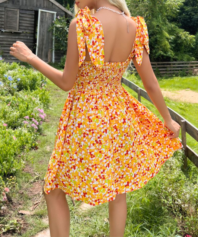 Summer Sweet Girlish Yellow Strap Dress - Image 5