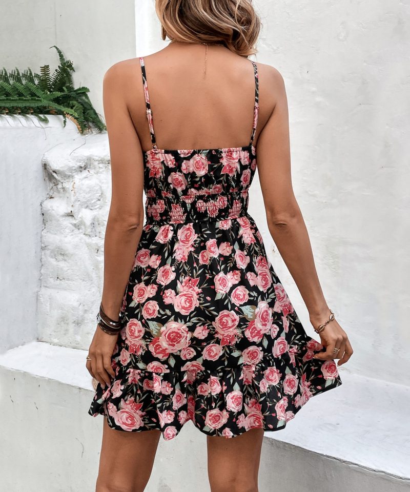 Sexy Deep V-Plunge Neck Printed Suspender Dress - Image 2