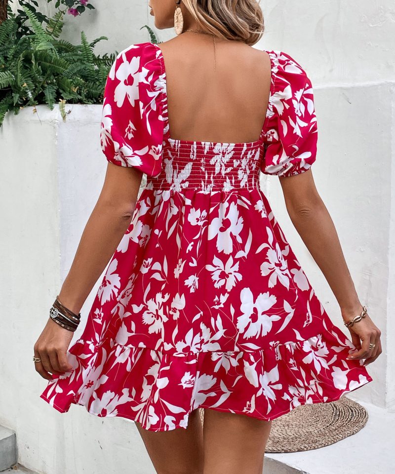 Summer Sexy Square Collar Printed Dress for Women - Image 6