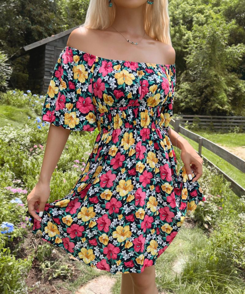 Summer Original Off-Shoulder Ruffled Printed Dress for Women - Image 5