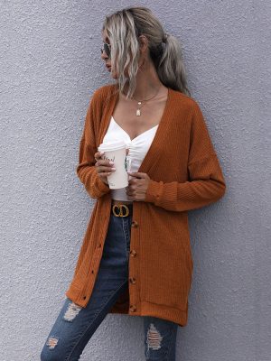 Knitted V-Neck Cardigan Sweater Coat