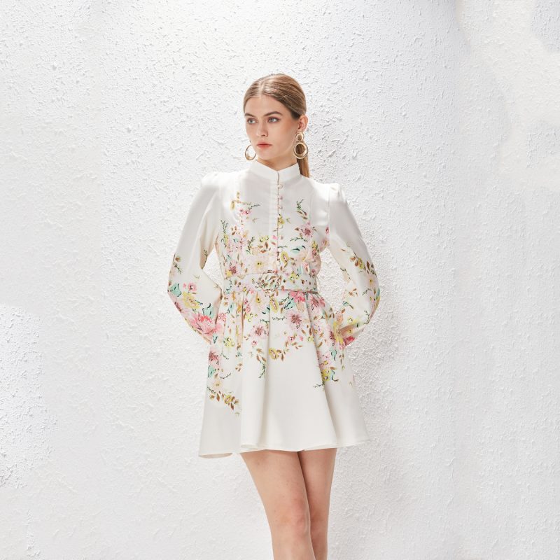 Printed Lantern Sleeve Dress for Spring & Summer - Image 5