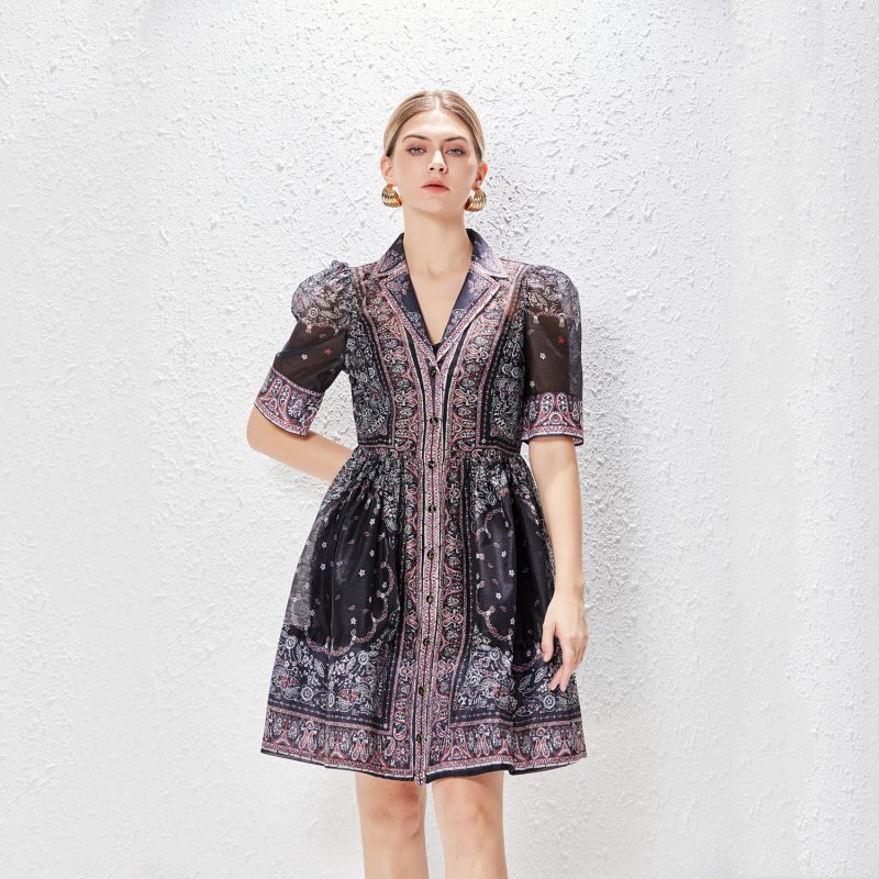 Exquisite Button Belt Single-Breasted Sling Dress - Image 5