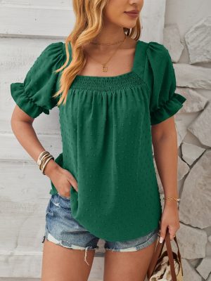 Chiffon Fur Ball Short-Sleeved Shirt: Chic Style for Spring/Summer