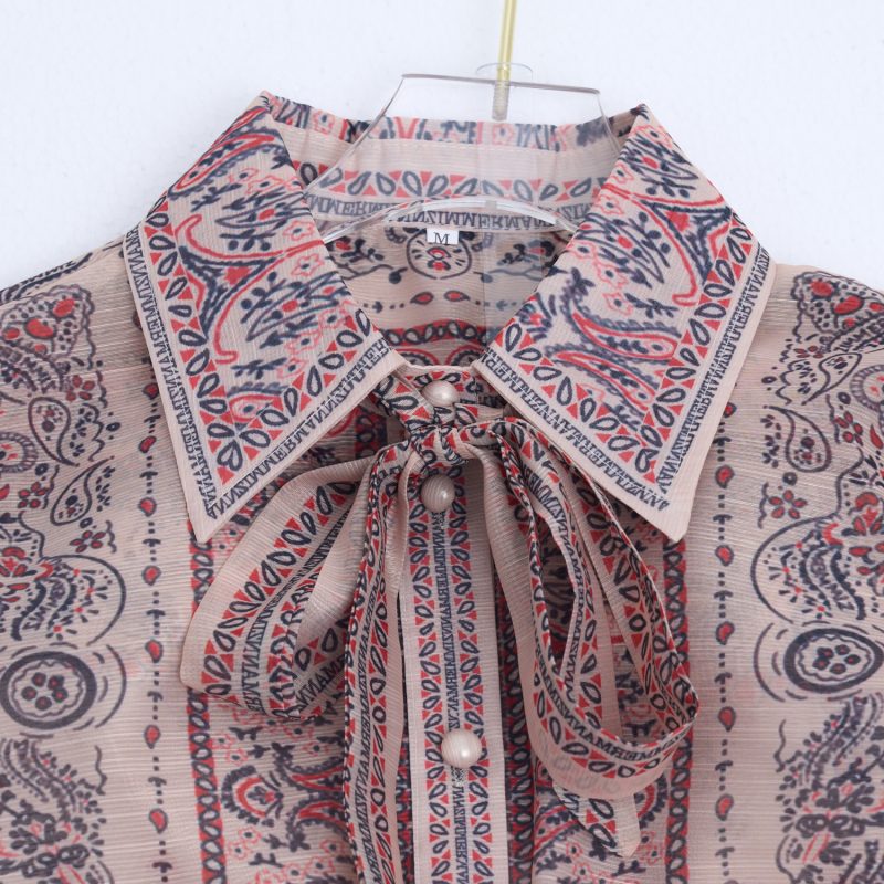 Lace-Up Bow Shirt & Positioning Print Trousers Set - Image 5