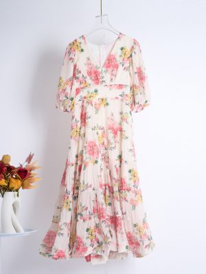 Women Summer Vacation Heavy Press Print Maxi Dress