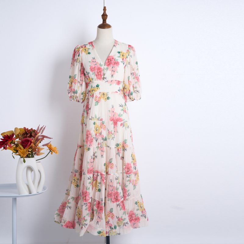 Women Summer Vacation Heavy Press Print Maxi Dress - Image 3