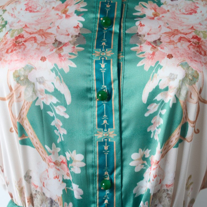 Green Vintage Print Shirt And Trousers Set Two Piece Set For Women - Image 7