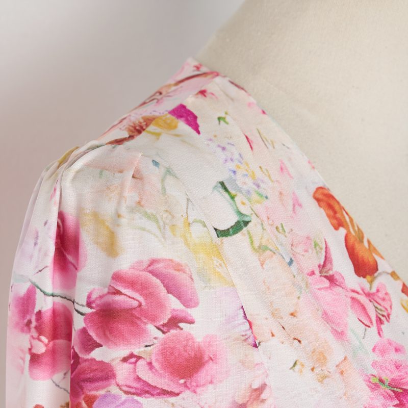 Flare Sleeve Positioning Printed V-Neck Lace-Up Dress - Image 6
