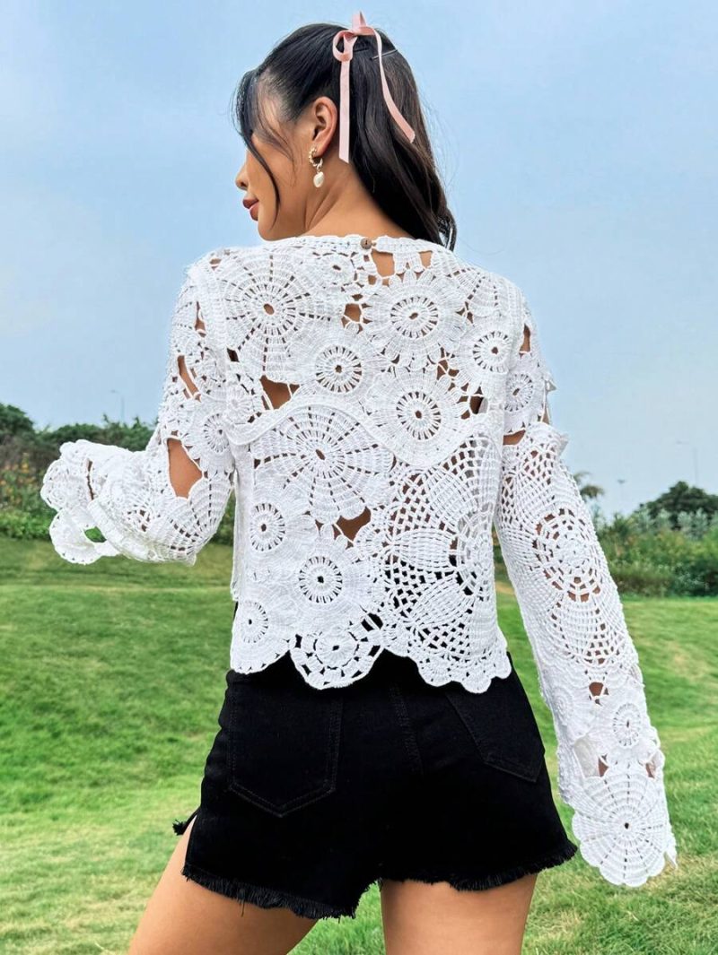 Crocheted Socialite Hollow Out Top: Fashionable - Image 2